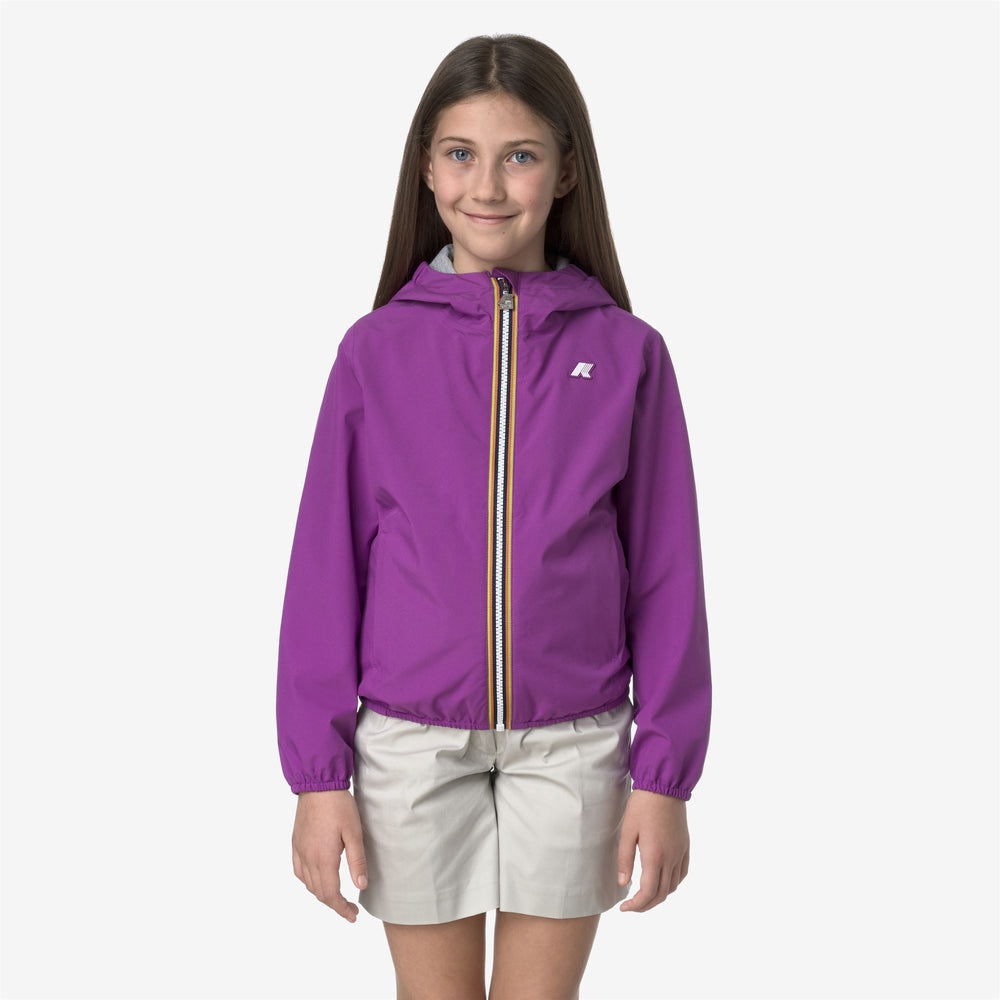 Violet Girls' Waterproof Short Jacket with Soft Jersey Lining 02