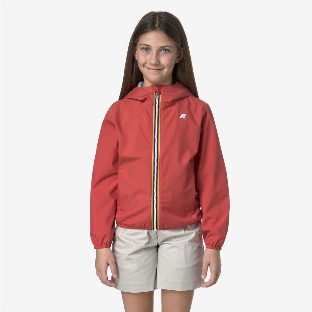 Brown Red Girls' Waterproof Short Jacket for Variable Weather 01