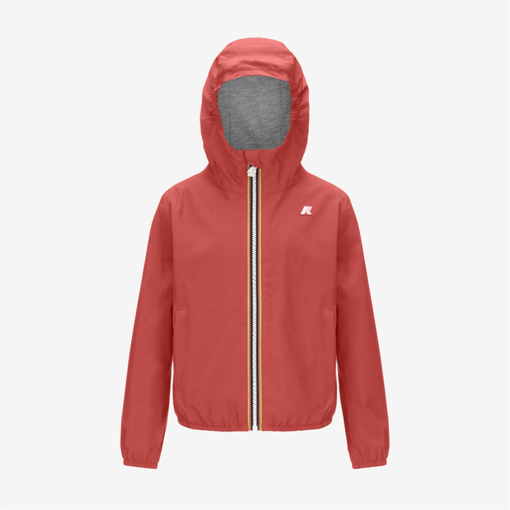Chaqueta corta impermeable marrón roja para niñas para clima variable 5
