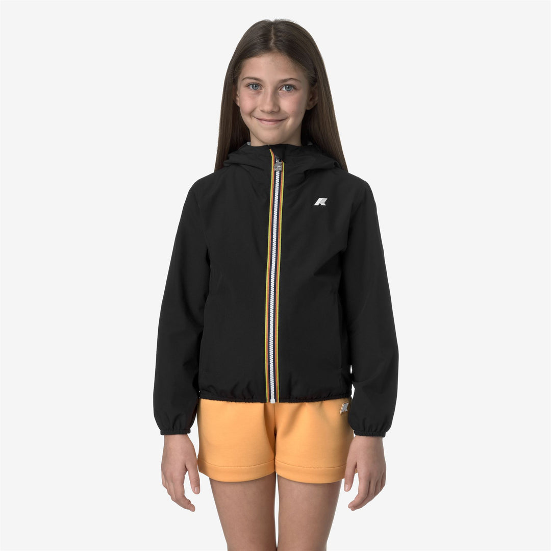 Grey Black Girls' Waterproof Short Jacket for Variable Weather 01