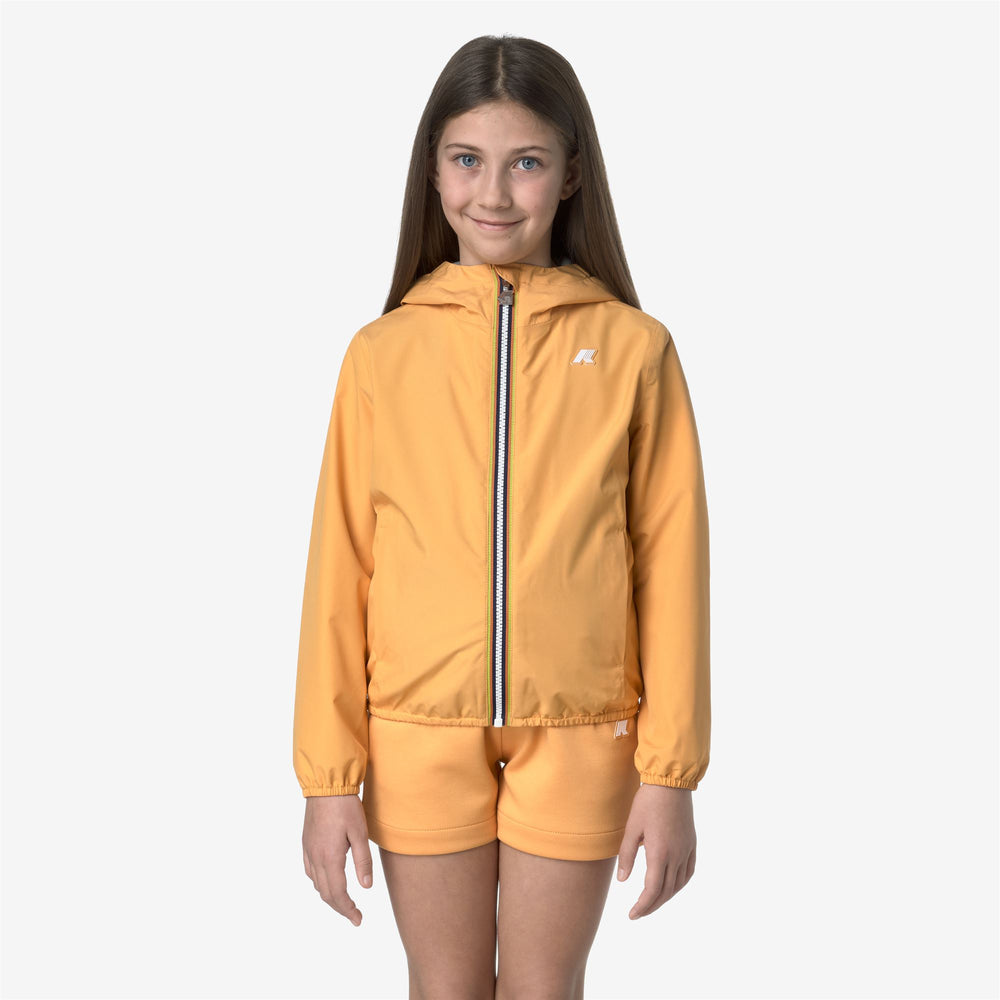 Amber Orange Girl's Waterproof Short Jacket with Breathable Lining 02