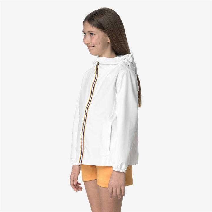 Chaqueta media impermeable gris y blanca para niña para clima variable 2