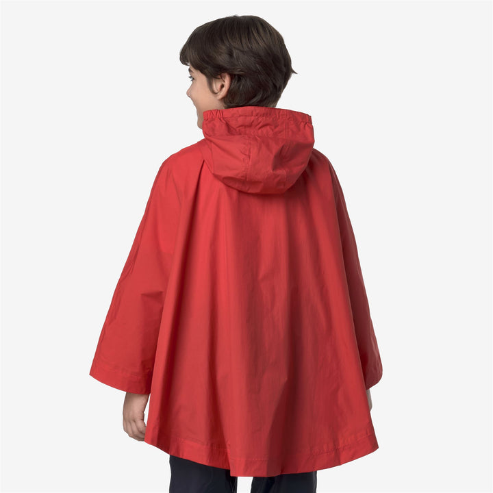Poncho impermeable plegable rojo unisex para niños 3