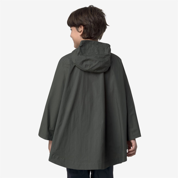 Poncho de lluvia plegable negro verdoso para niños con tela transpirable 3