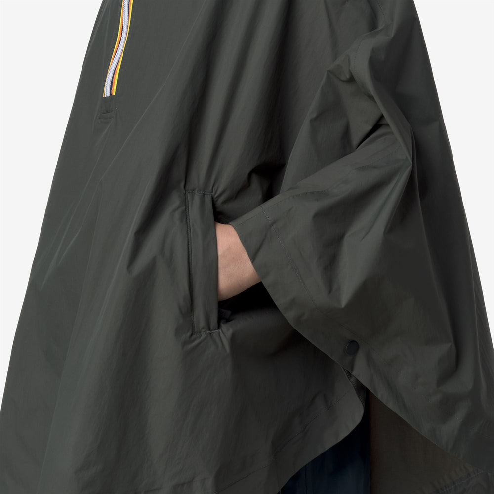 Blackish green Kids' Packable Rain Poncho with Breathable Fabric 02