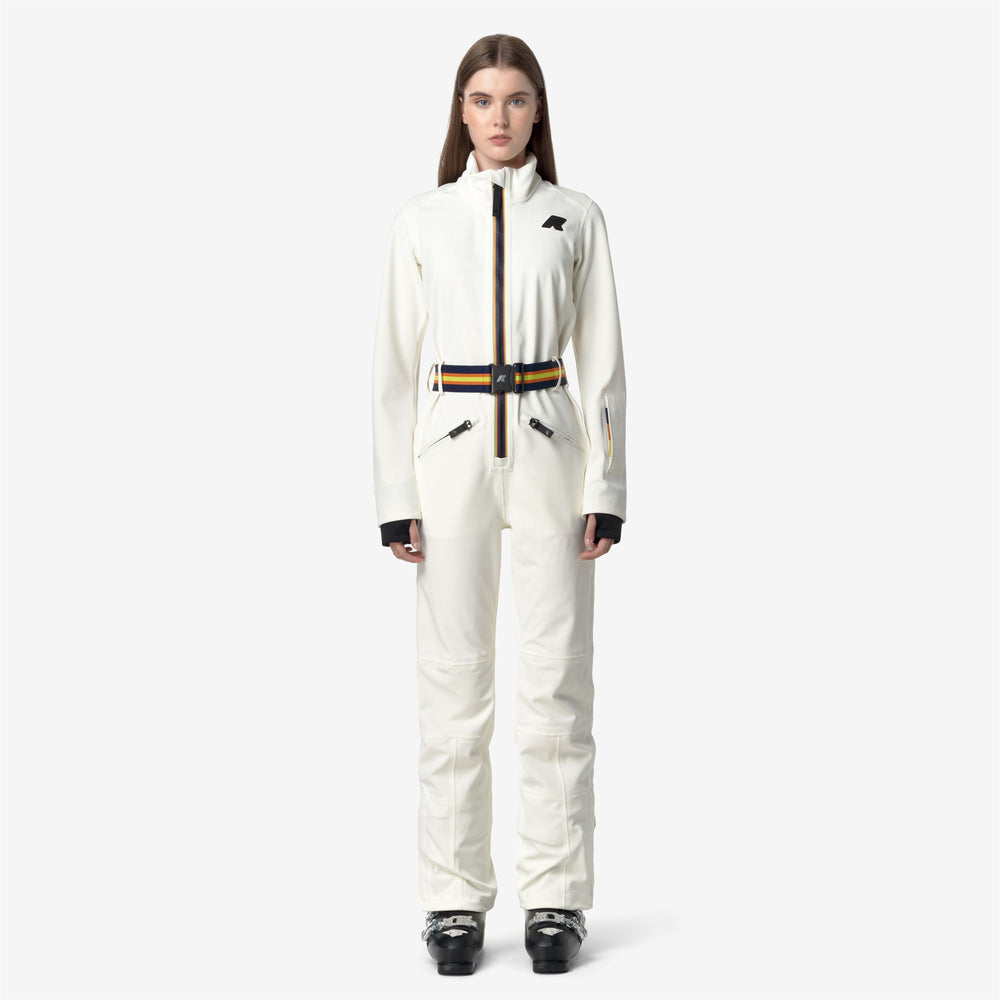 Grey White Women's Ski Coverall Suit with Breathable Waterproof Fabric 02