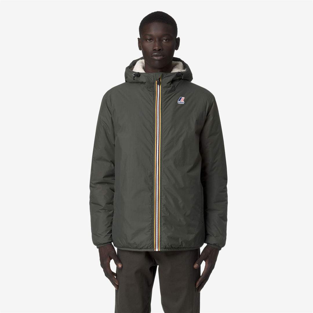 Giacca impermeabile unisex di mezza stagione verde nerastra con imbottitura main