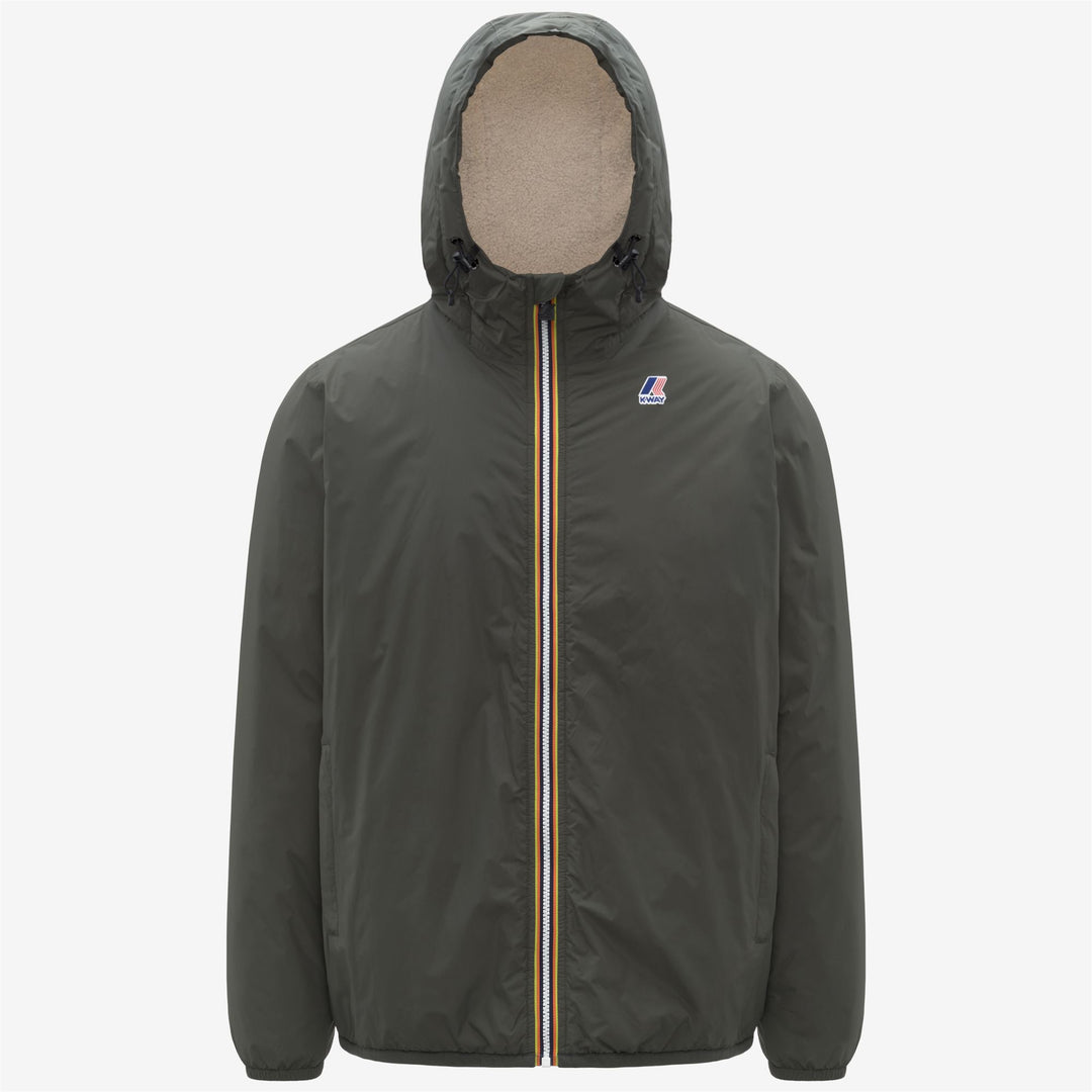 Giacca impermeabile unisex di mezza stagione verde nerastra con imbottitura main