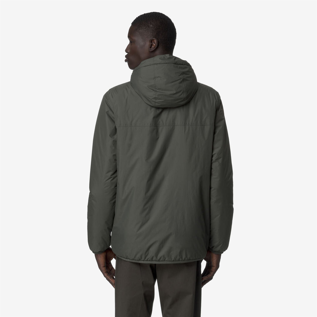 Giacca impermeabile unisex di mezza stagione verde nerastra con imbottitura main