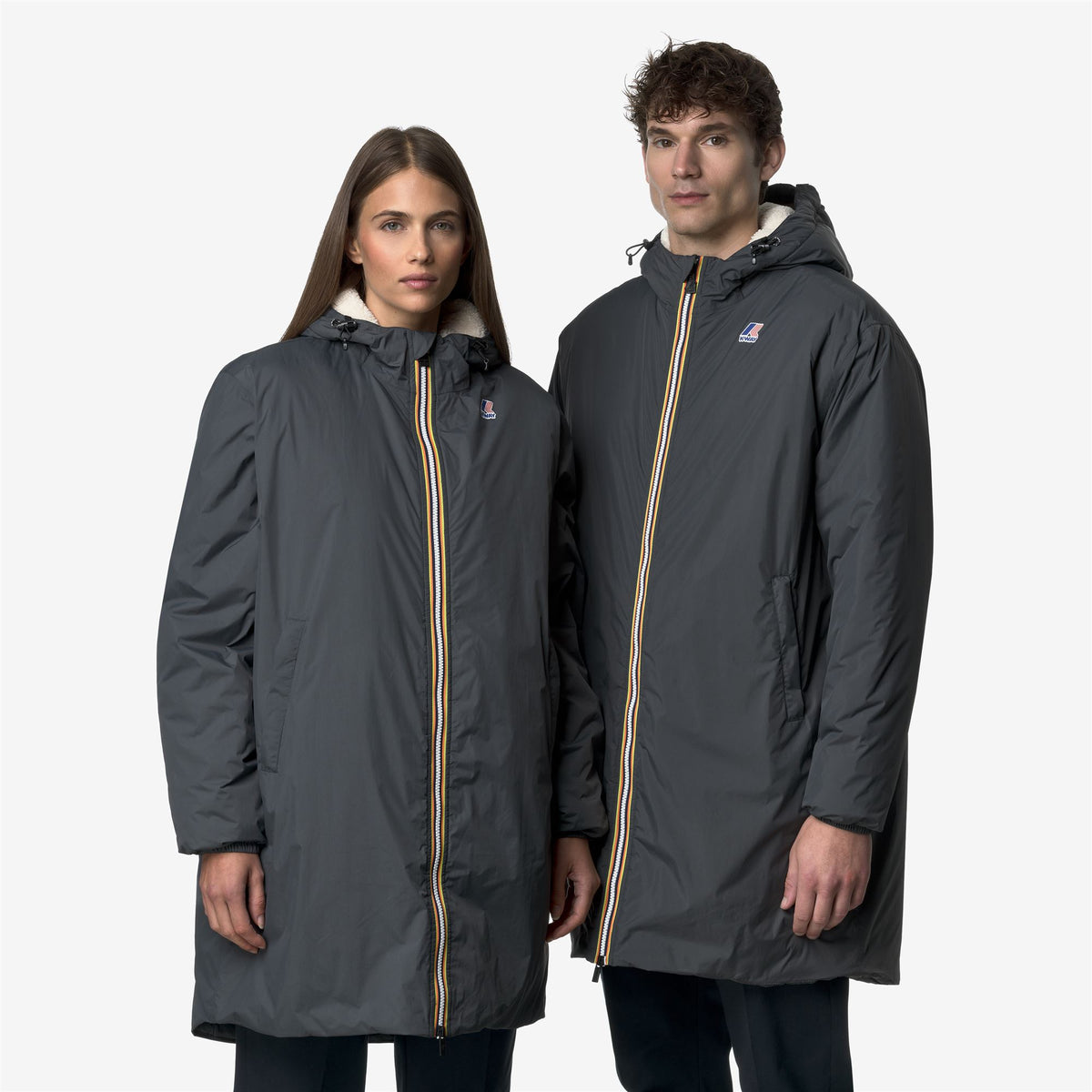 Jackets_UNISEX_LE VRAI 4.0 EIFFEL EAST ORSETTO_3/4 Length_Grey Shadow Dk - Commercial 1