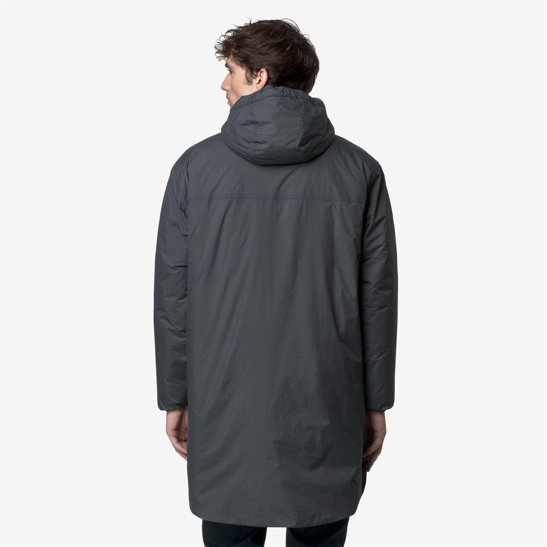 Chaqueta impermeable unisex gris de 3/4 de largo con forro de sherpa main