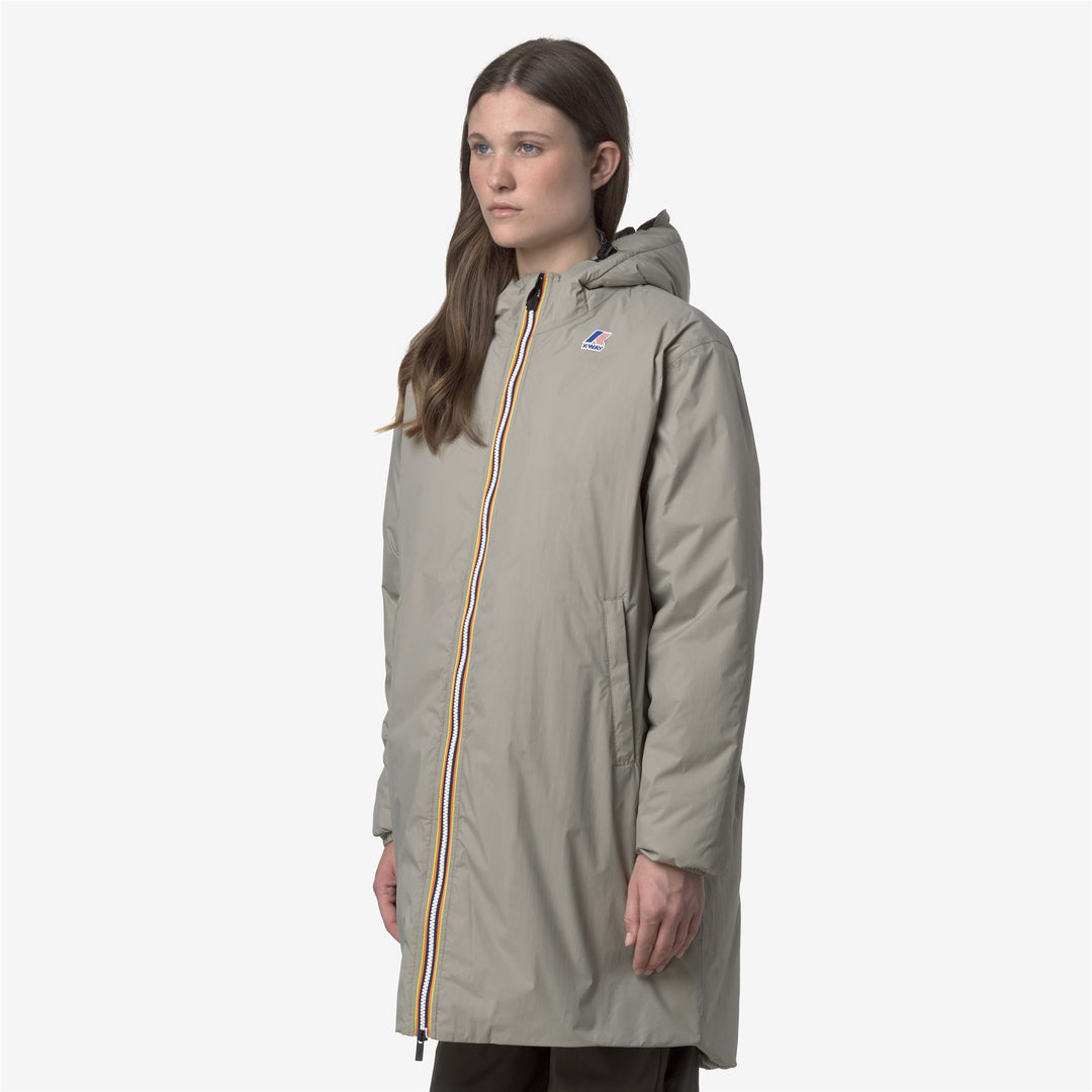 Chaqueta impermeable unisex verde de 3/4 de longitud con forro de sherpa main