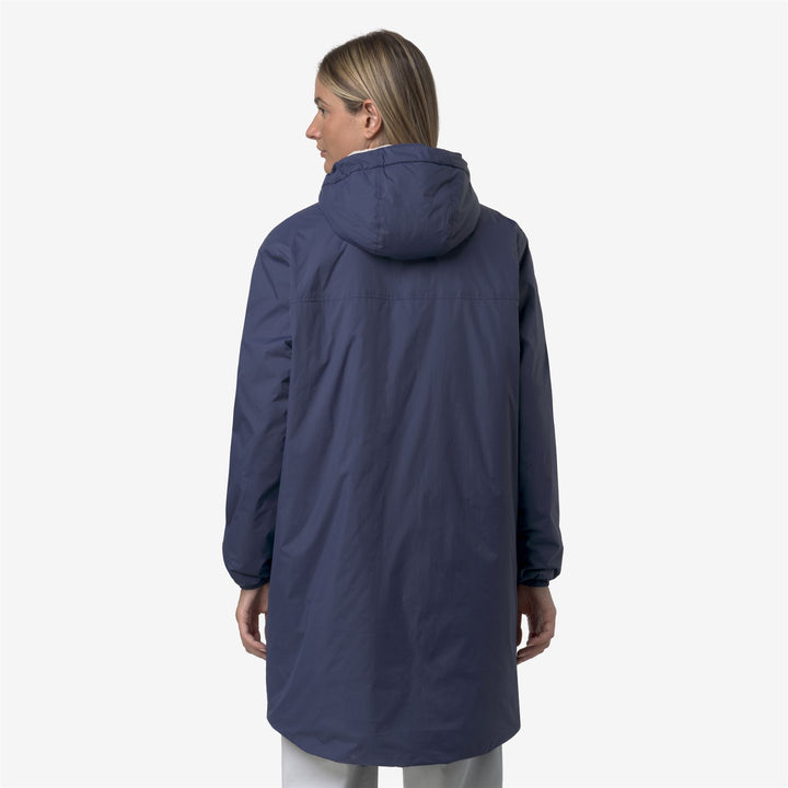 Chaqueta impermeable unisex azul profundo de 3/4 de largo con forro de sherpa 5