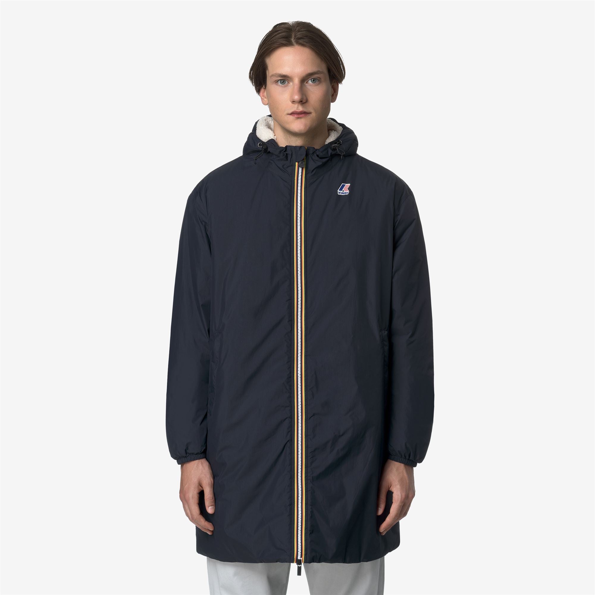 Jackets_UNISEX_LE VRAI 4.0 EIFFEL EAST ORSETTO_3/4 Length_Blue Depth - Commercial 2