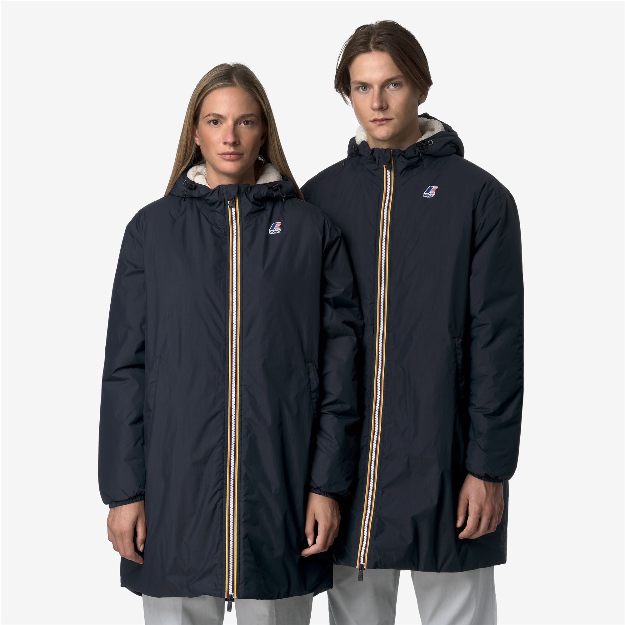 Jackets_UNISEX_LE VRAI 4.0 EIFFEL EAST ORSETTO_3/4 Length_Blue Depth - Commercial 1