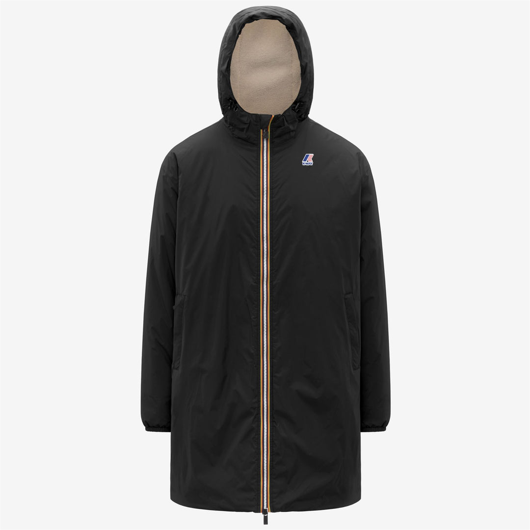 Chaqueta impermeable unisex negra de 3/4 de largo con forro de sherpa 01