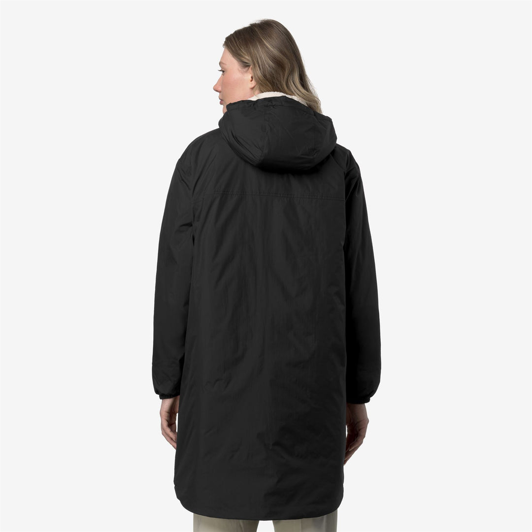 Chaqueta impermeable unisex negra de 3/4 de largo con forro de sherpa main
