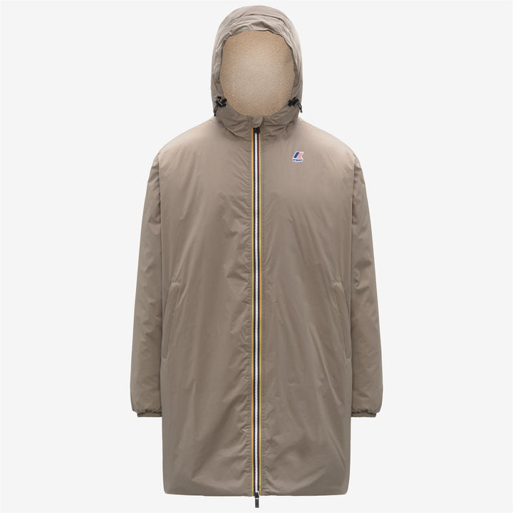 Impermeable unisex beige de 3/4 de largo con forro de sherpa 1