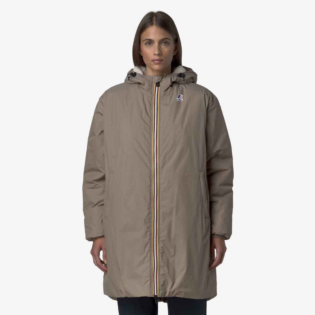 Impermeable unisex beige de 3/4 de largo con forro de sherpa main