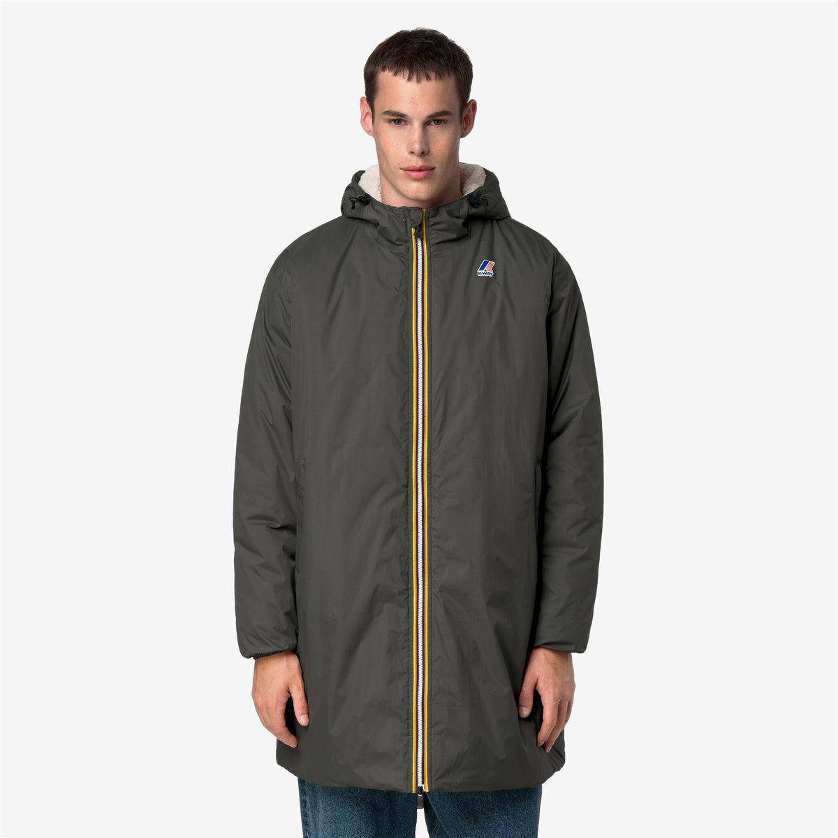 Jackets_UNISEX_LE VRAI 4.0 EIFFEL EAST ORSETTO_3/4 Length_GREEN BLACKISH - Commercial 2