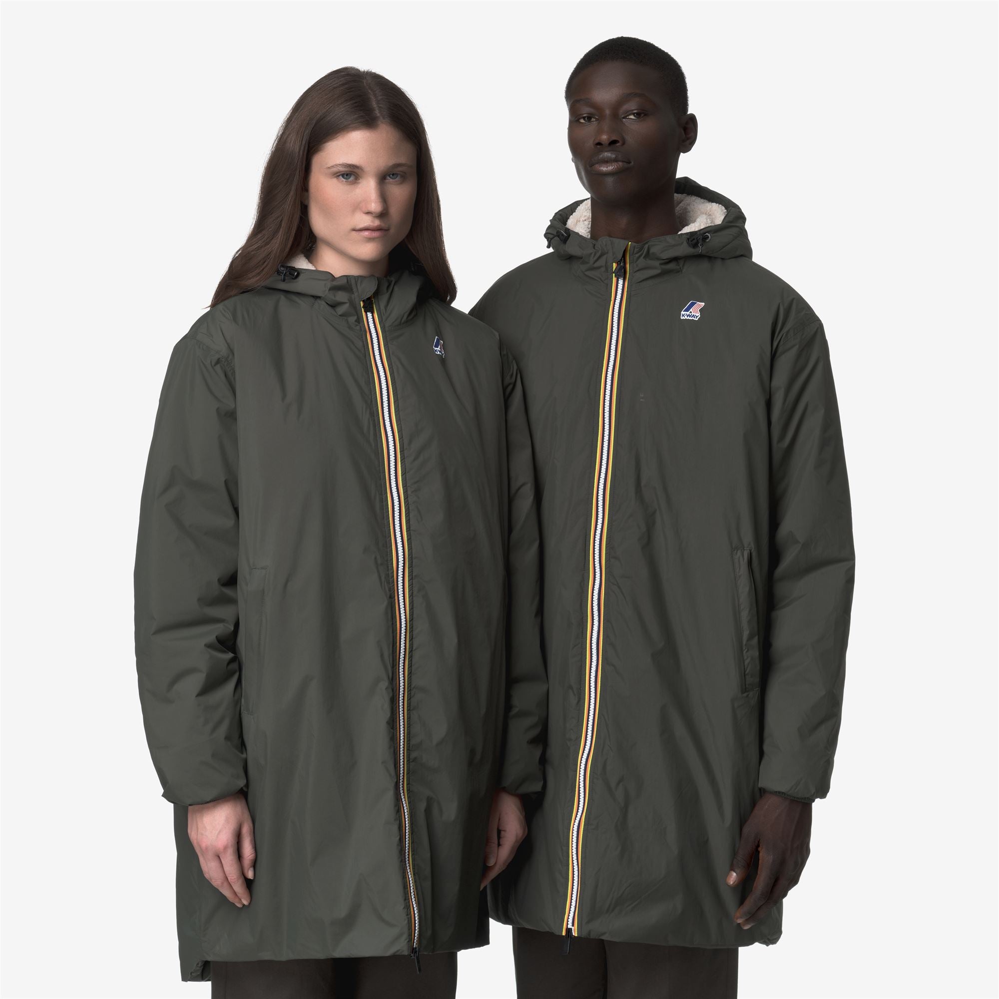 Jackets_UNISEX_LE VRAI 4.0 EIFFEL EAST ORSETTO_3/4 Length_GREEN BLACKISH - Commercial 1