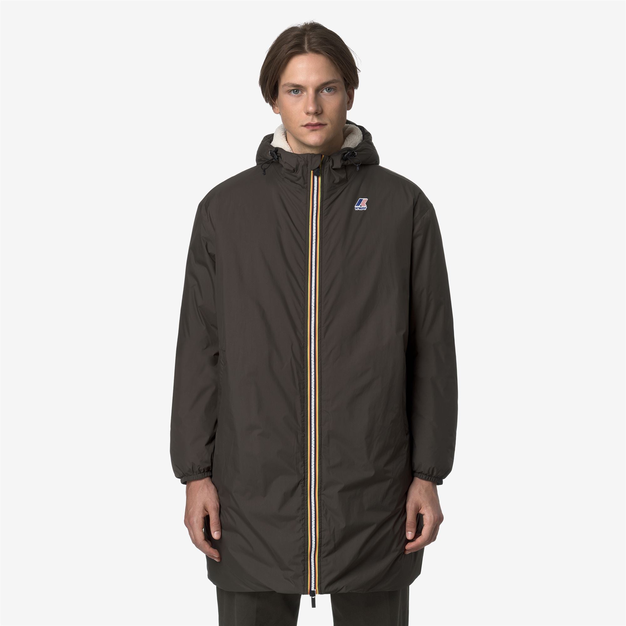Jackets_UNISEX_LE VRAI 4.0 EIFFEL EAST ORSETTO_3/4 Length_Black Olive - Commercial 3
