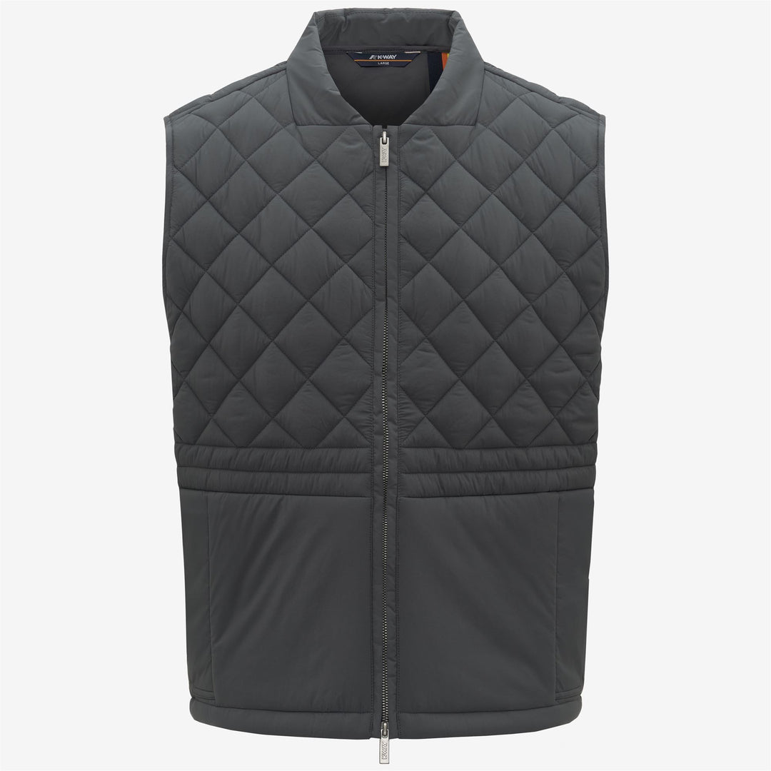 Grey men's insulated casual vest with water-repellent nylon 01