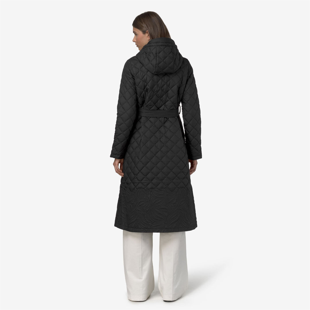 Black women's Long Warm Jacket with Floral Embroidery main