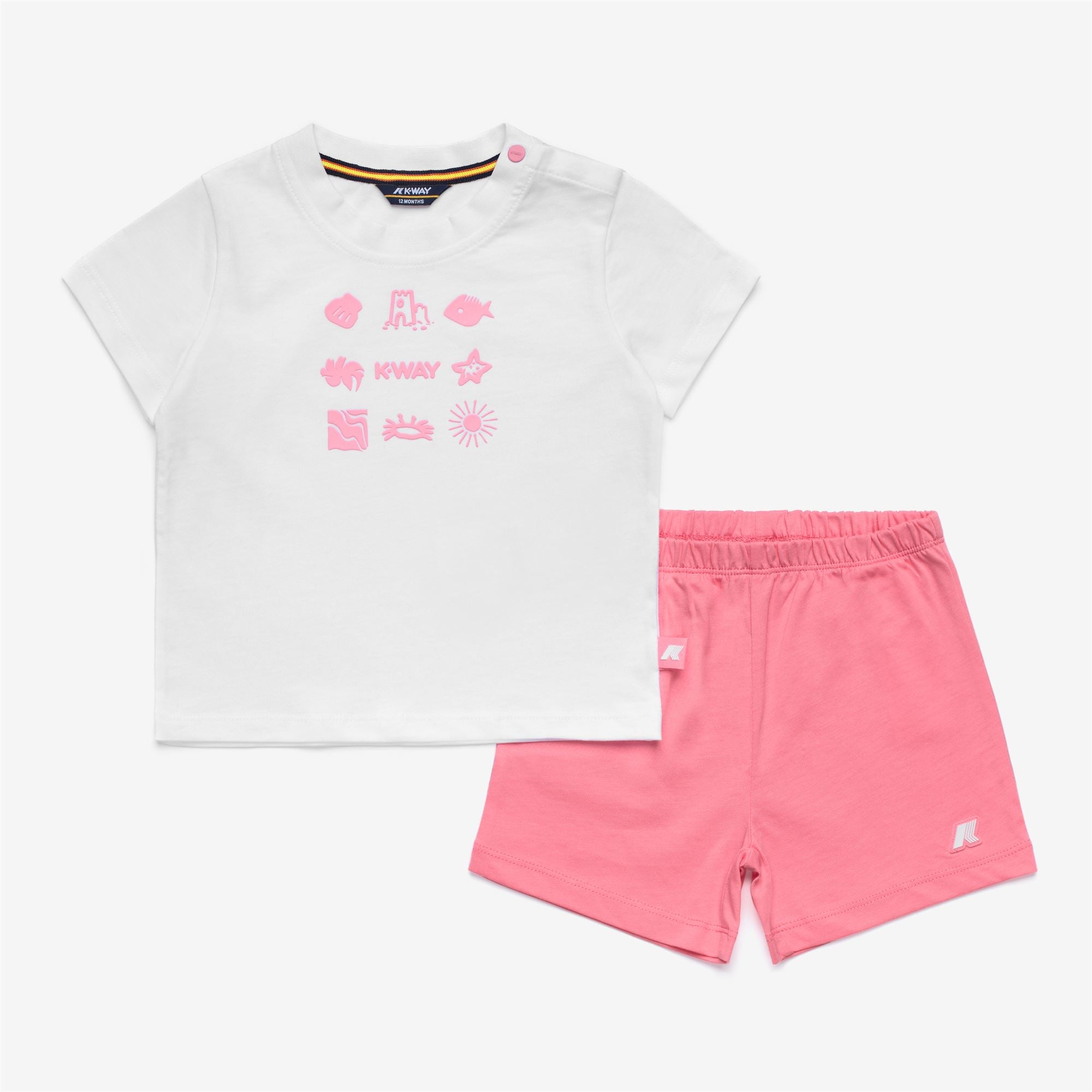 Sets_Kid unisex_E. PETE SET PLAGE  JERSEY_Shorts / T-Shirt_White - Pink Geranium - Commercial 1
