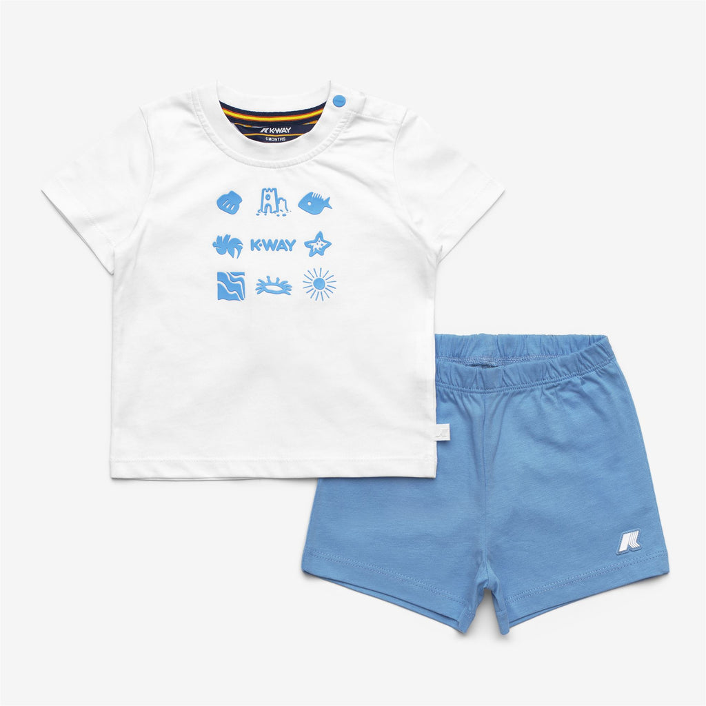 Sets_Kid unisex_E. PETE SET PLAGE  JERSEY_Shorts / T-Shirt_White - Blue Cielo - Commercial 1