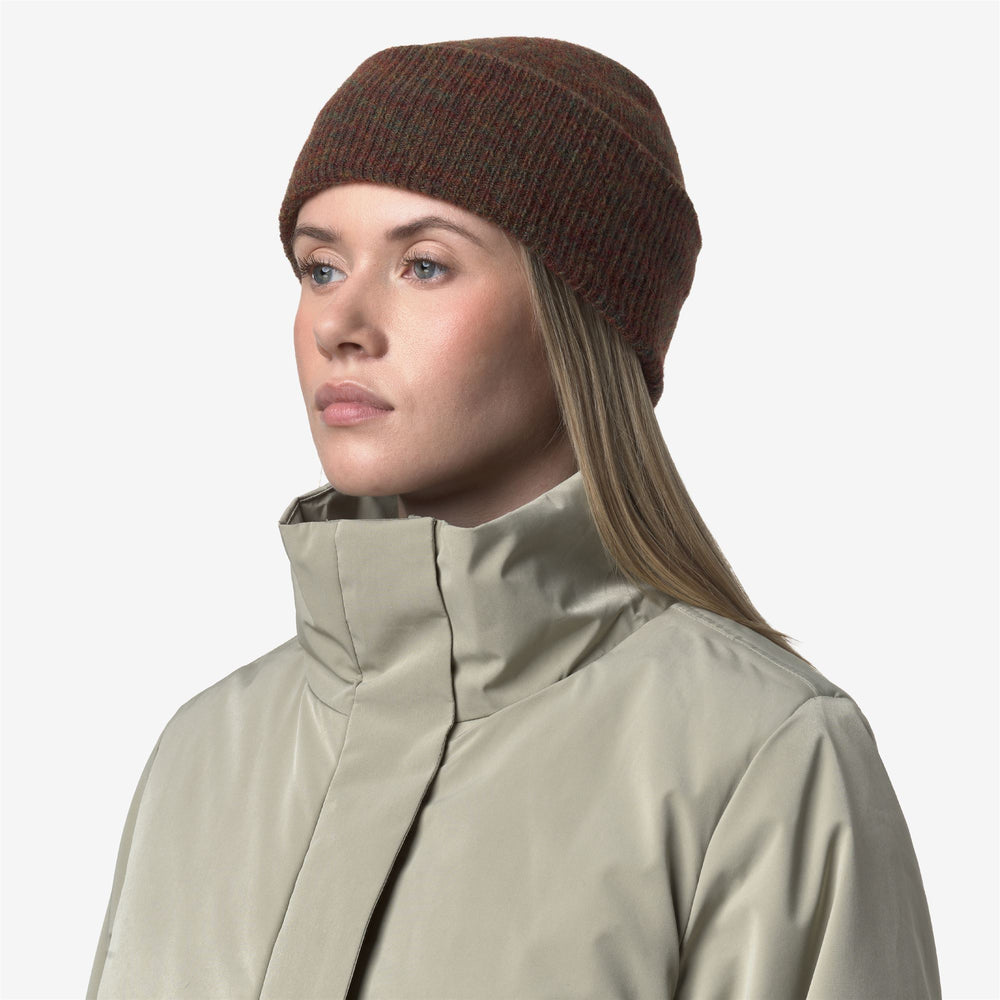 Gorro de lana cálido de mezcla de lana marrón para mujer 02