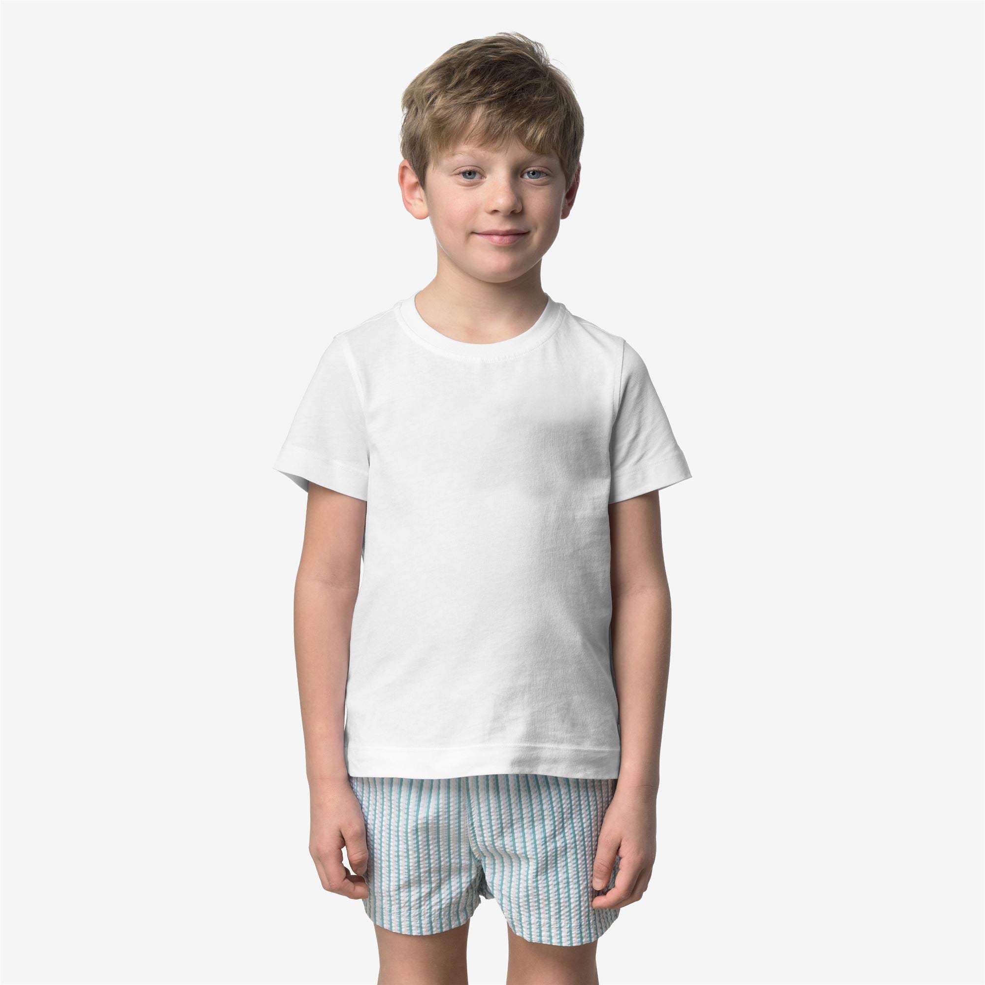 Bathing Suits_Boy_P. HAZEL MULTISTRIPES BEACH_Swimming Trunks_White-Beige-LtBlue-Green - Commercial 4
