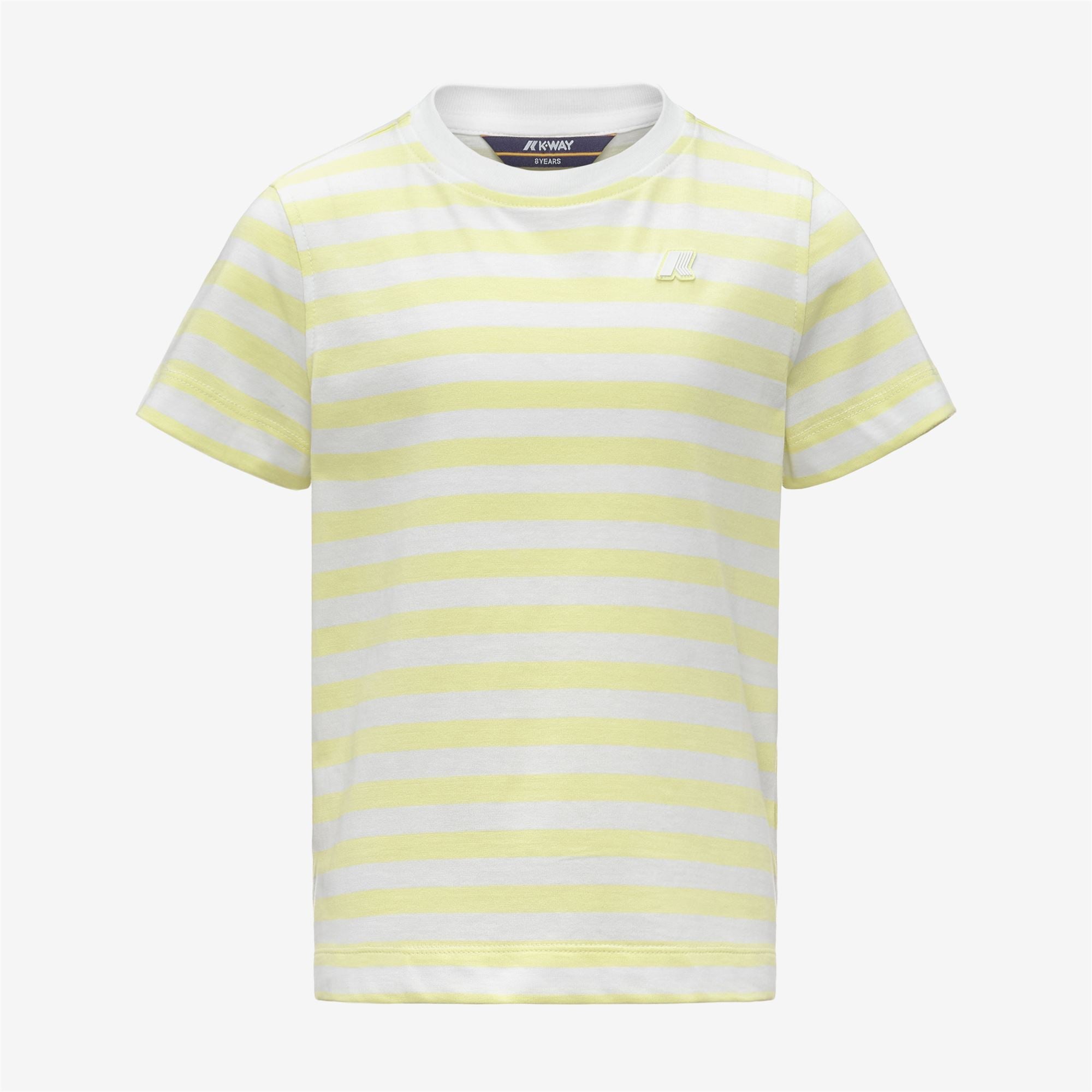 T-Shirts & Top_Girl_P. MELIS STRIPES JERSEY_T-Shirt_White - Yellow Lime - Commercial 1