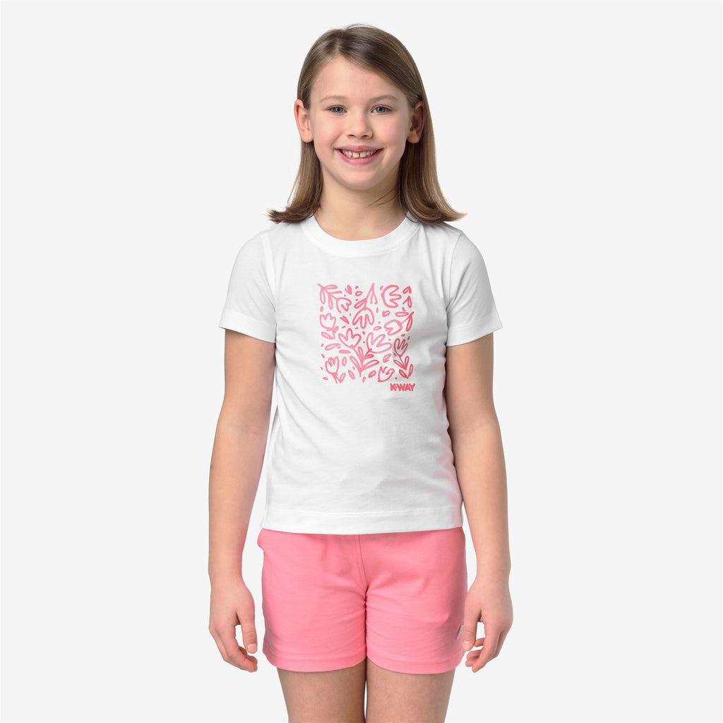 T-Shirts & Top_Girl_P. MELIS FLEURS JERSEY_T-Shirt_White - White - Commercial 4