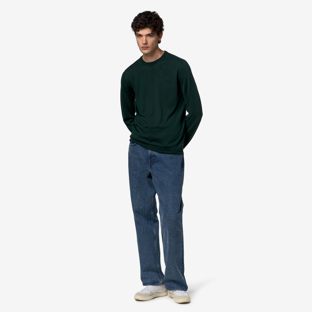 Knitwear_Man_SEBASTIEN WOOL SILK CASHMERE_Pull Over_Green Dk Jungle - Commercial 7