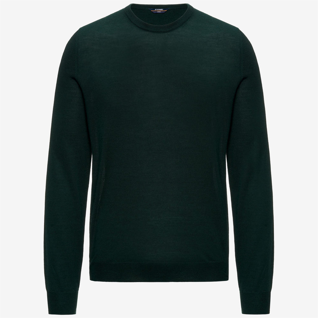 Knitwear_Man_SEBASTIEN WOOL SILK CASHMERE_Pull Over_Green Dk Jungle - Commercial 1