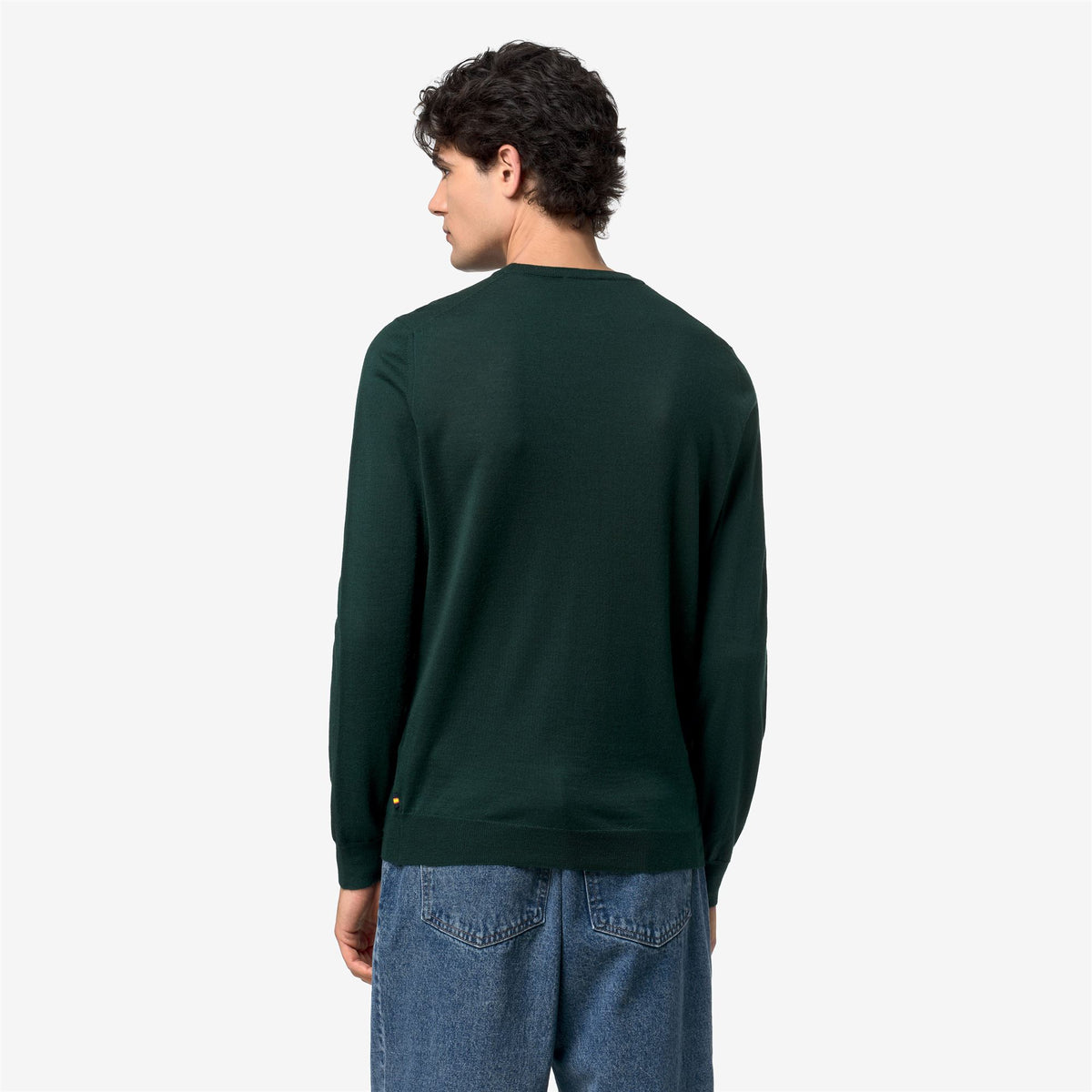 Knitwear_Man_SEBASTIEN WOOL SILK CASHMERE_Pull Over_Green Dk Jungle - Commercial 6