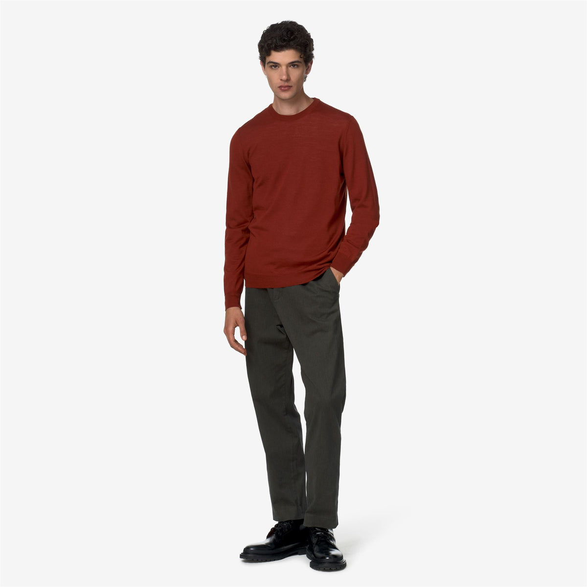 Knitwear_Man_SEBASTIEN WOOL SILK CASHMERE_Pull Over_Brown Piquant - Commercial 7