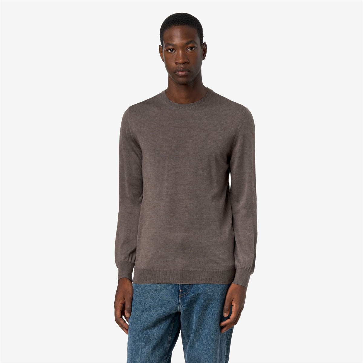 Knitwear_Man_SEBASTIEN WOOL SILK CASHMERE_Pull Over_BROWN DARK - Commercial 4