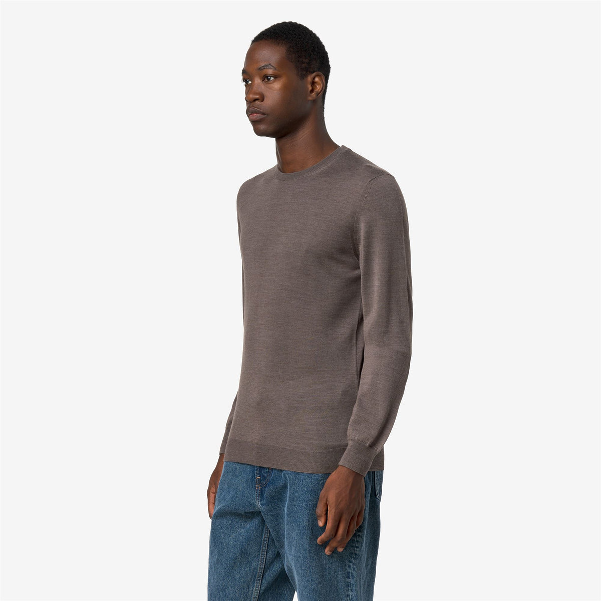 Knitwear_Man_SEBASTIEN WOOL SILK CASHMERE_Pull Over_BROWN DARK - Commercial 5