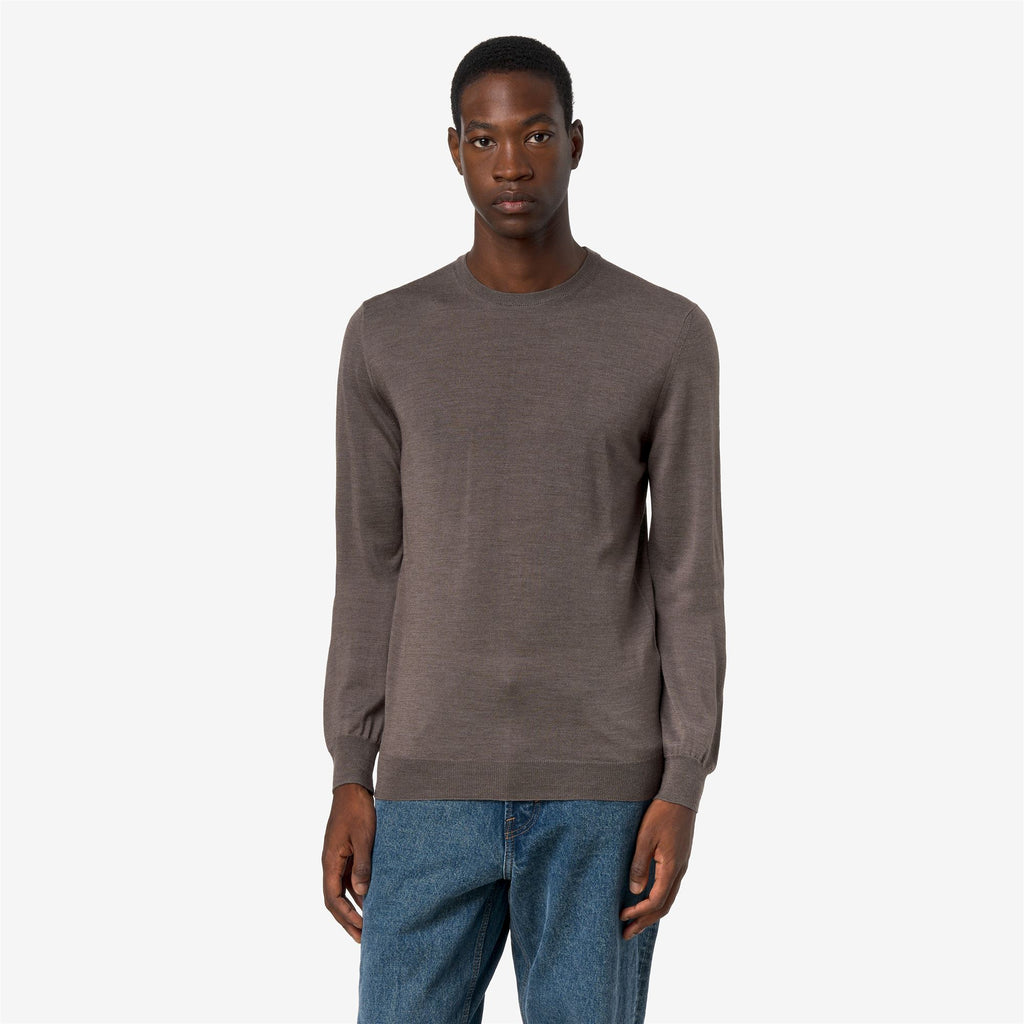 Knitwear_Man_SEBASTIEN WOOL SILK CASHMERE_Pull Over_BROWN DARK - Commercial 4