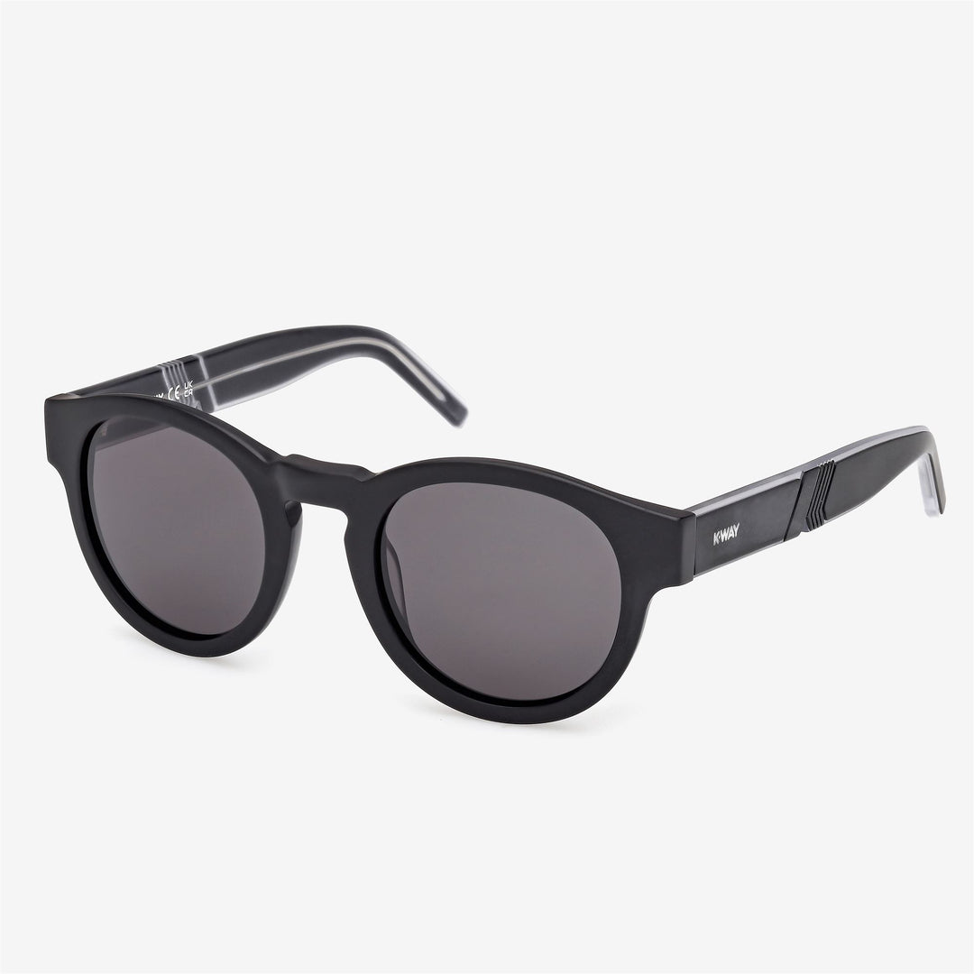 Gafas de sol unisex redondas de acetato gris con el icónico logotipo de K-Way main