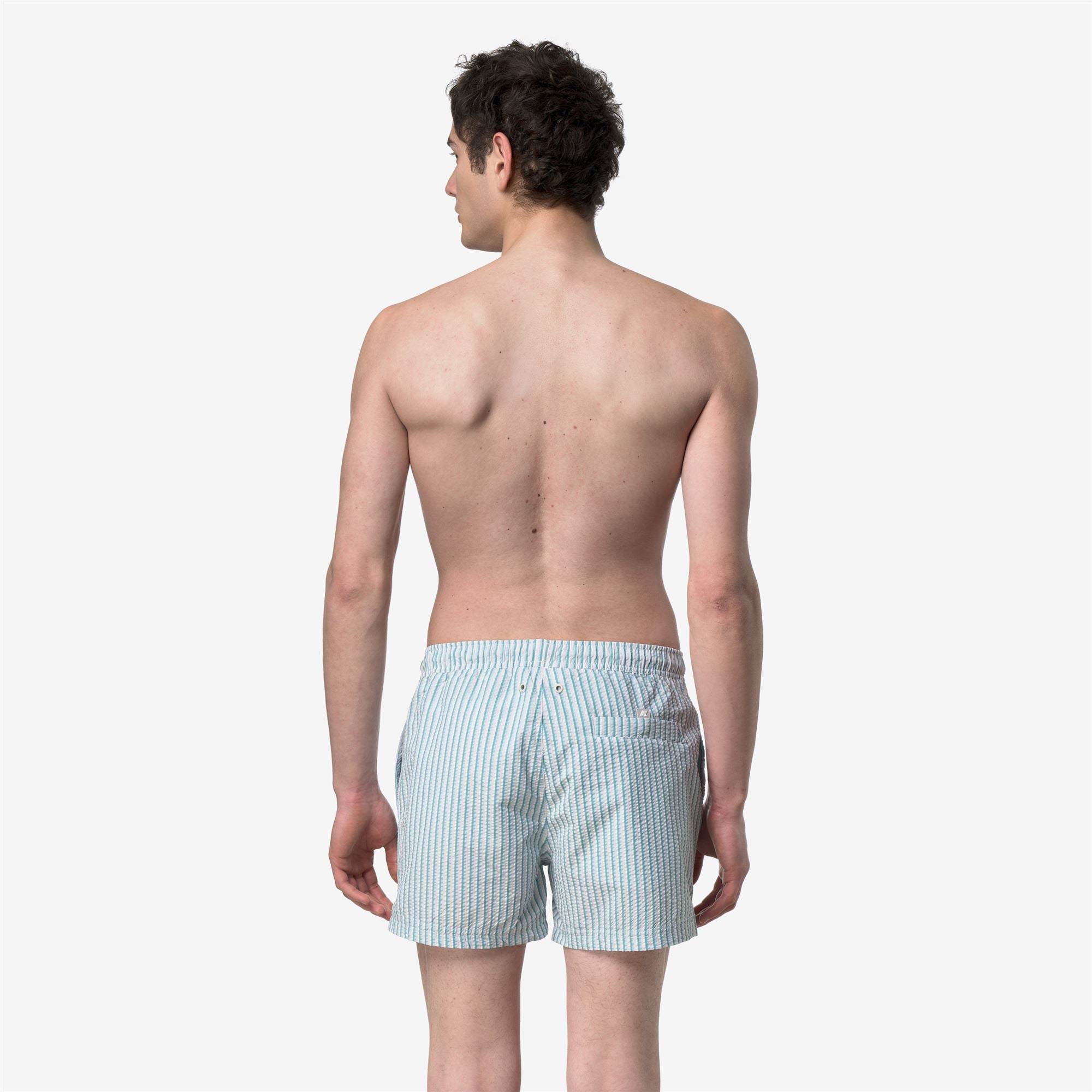 Bathing Suits_Man_HAZEL MULTISTRIPES BEACH_Swimming Trunks_White-Beige-LtBlue-Green - Commercial 6