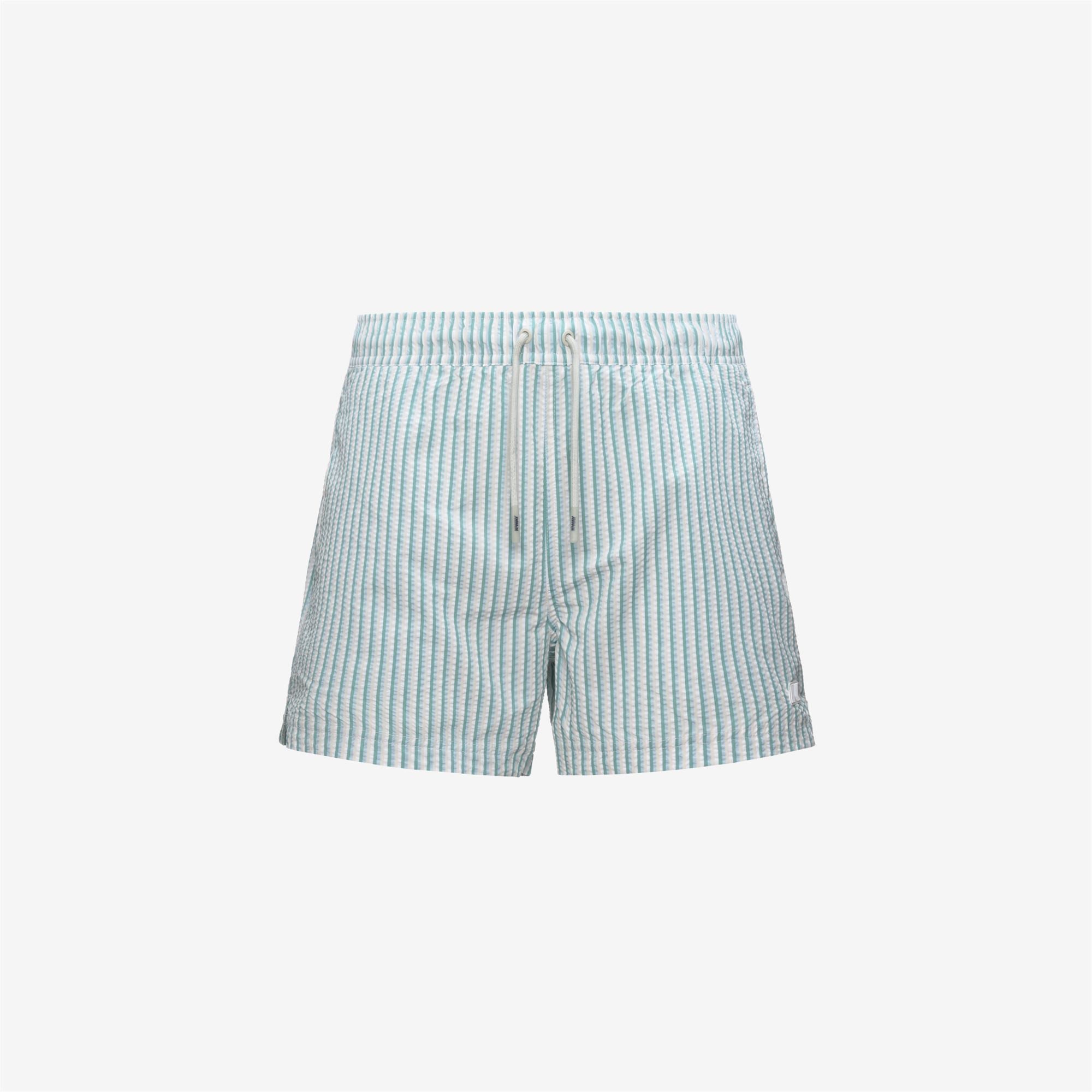 Bathing Suits_Man_HAZEL MULTISTRIPES BEACH_Swimming Trunks_White-Beige-LtBlue-Green - Commercial 1