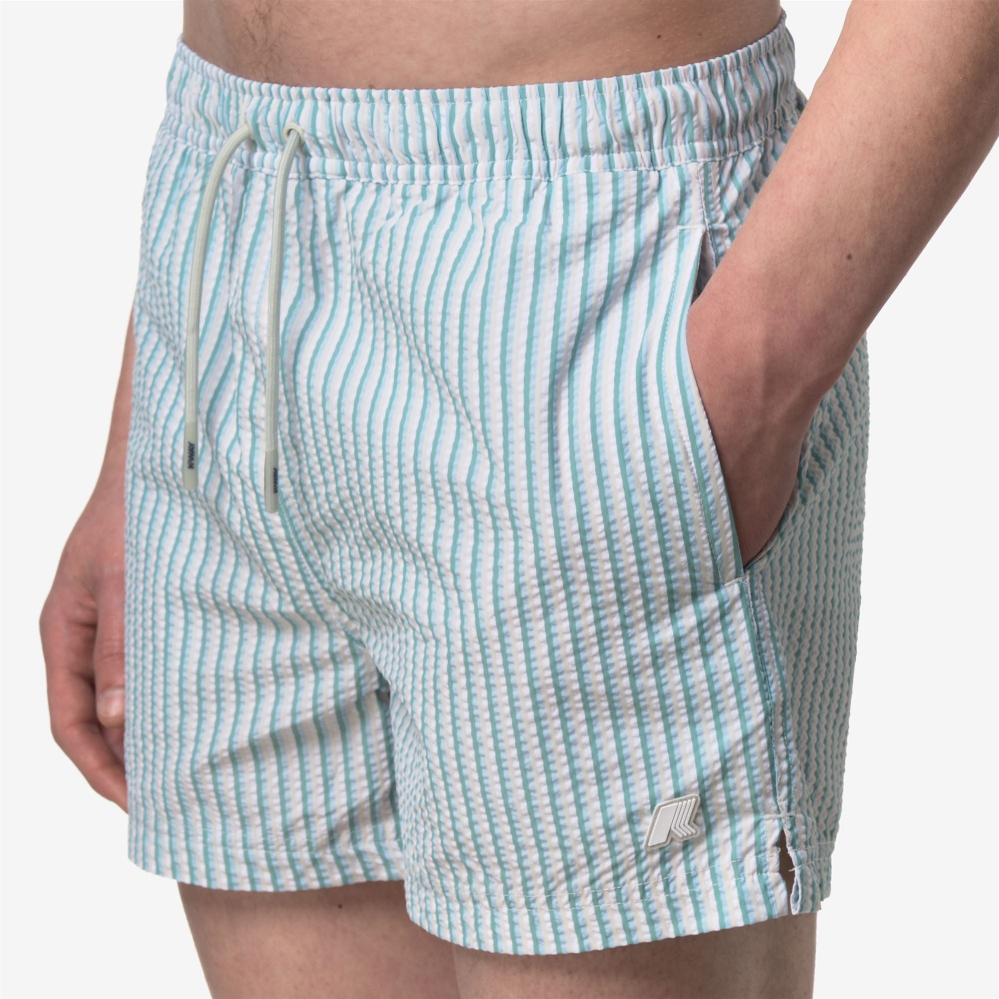 Bathing Suits_Man_HAZEL MULTISTRIPES BEACH_Swimming Trunks_White-Beige-LtBlue-Green - Commercial 7