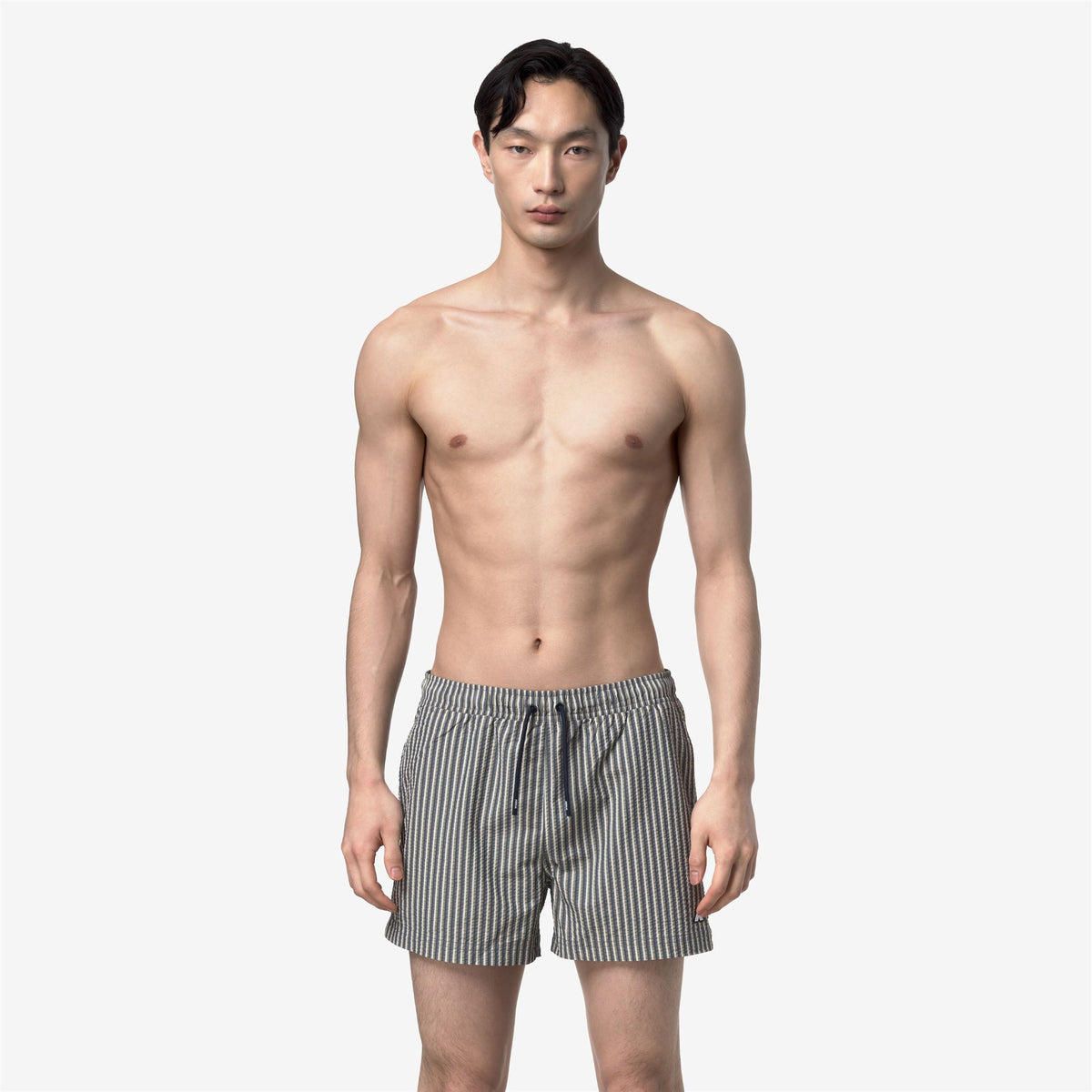 Bathing Suits_Man_HAZEL MULTISTRIPES BEACH_Swimming Trunks_Green Lichen - BEIGE LT - Blue Insignia - Blue Depth - Commercial 4