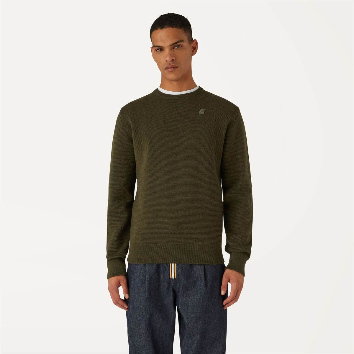 Knitwear_Man_SEBASTIEN EASY CARE_Pull Over_GREEN BLACKISH - Commercial 4