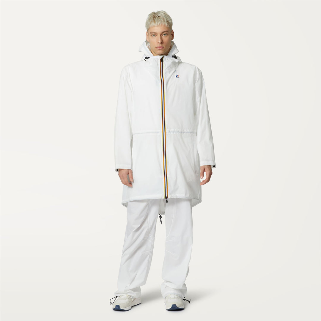 Grey White Unisex Waterproof 3/4 Length Jacket with Adjustable Features 01