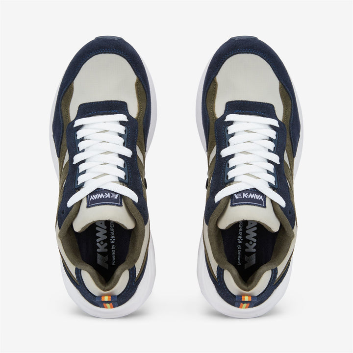 Sneakers Sportive Unisex Beige e Blu con Tomaia in Pelle e Nylon 1