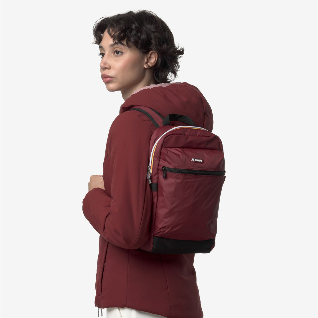 Zaino compatto unisex rosso in nylon con tasca per laptop main